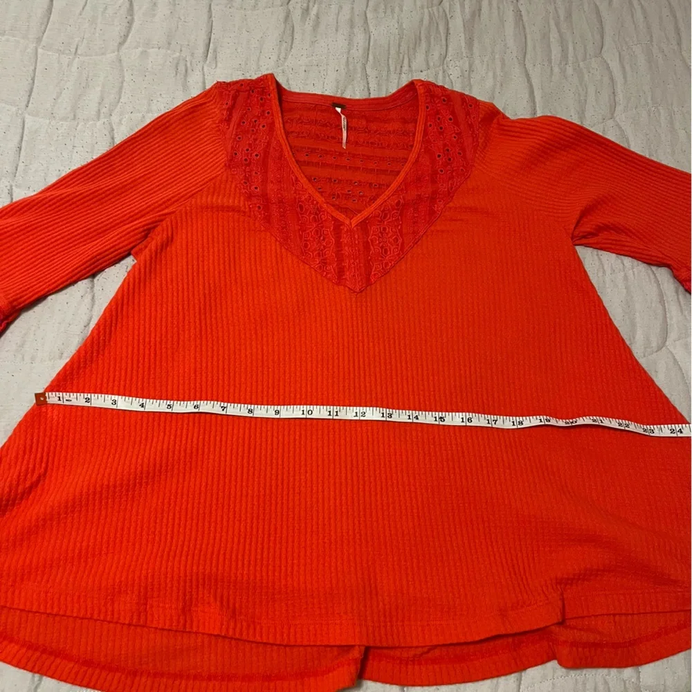 Free People Red Parisian Nights Flowy Long Sleeve Top